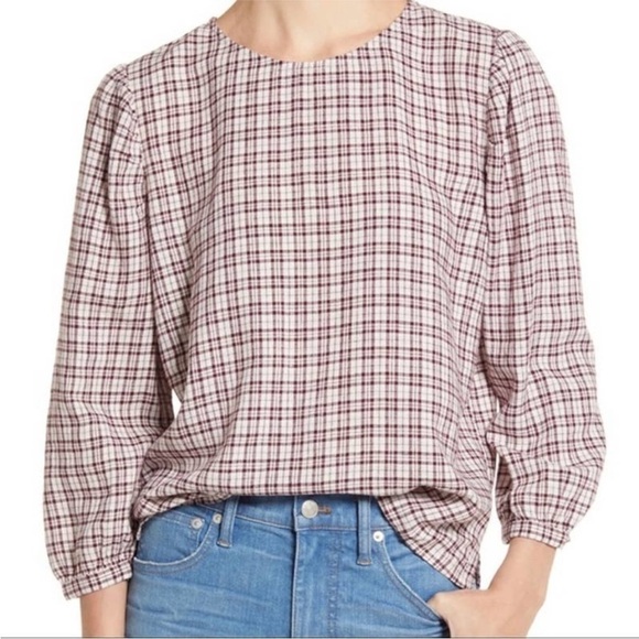 New Treasure & Bond Nordstrom Linen Blend Blouse in Wickwillow Plaid - Picture 9 of 9